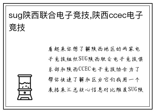 sug陕西联合电子竞技,陕西ccec电子竞技